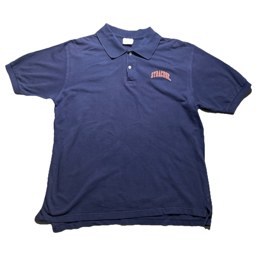 Vintage Syracuse Orange Steve & Barry's Polo Shirt XL Navy College Spellout‎